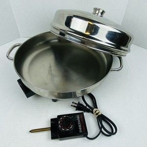 Vintage Farberware Electric Buffet Skillet Model No 344A Stainless Steel USA